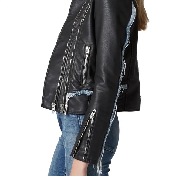 blanknyc denim faux leather moto jacket
